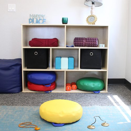 FDP SoftScape 15 inch Round Bean Floor Cushions with Handles; Flexible Seating for Home, Daycare, Preschool, Classroom, Yoga and Meditation, 4 inch Height (4-Piece) - Assorted