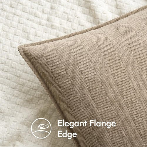 MIULEE Decorative Pillow Covers - Soft Chenille Khaki 20x20 Inch | Luxurious Farmhouse Cushion for Sofa & Bedroom