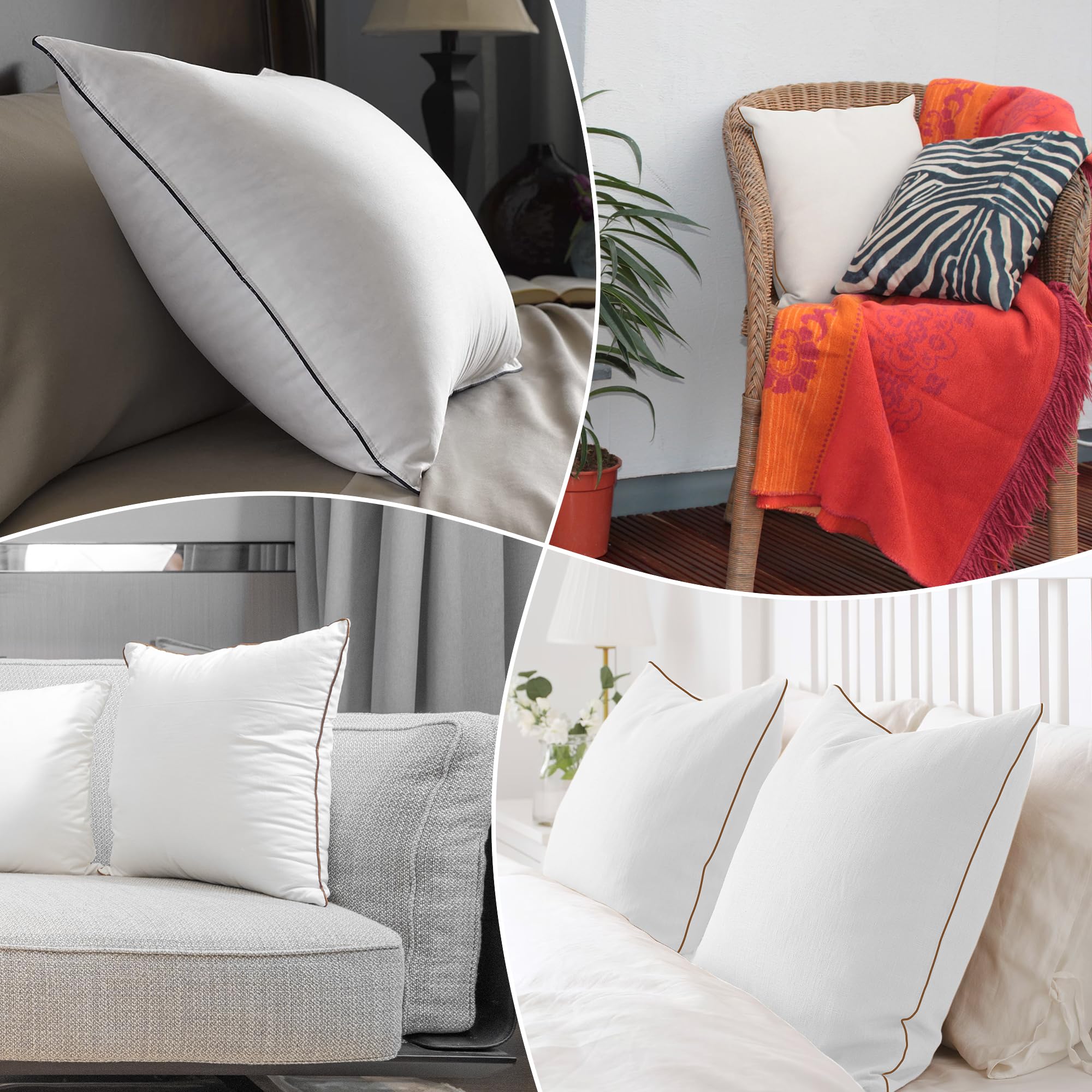 Yaltar 18x18 Pillow Inserts Set of 2, Soft Fluffy Down Alternative Throw Pillow Inserts, 18x18 White Square Decorative Throw Pillows for Couch