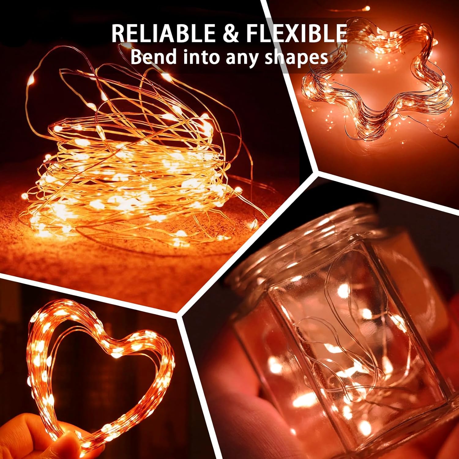 Skiennix 24 Pack Orange Fairy Lights - 7Ft 20 LED Twinkle String Lights | Waterproof & Battery Operated for Parties, Weddings, and Decor