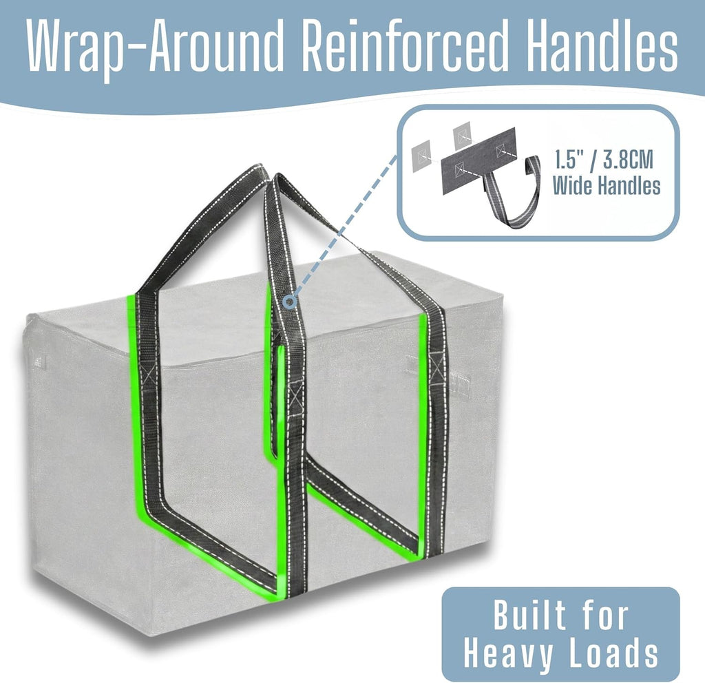 VENO Heavy Duty Moving Bags - 8 Pack Extra Large Storage Solution with Reinforced Handles & Zippers | Foldable & Reusable for Clothes & Dorms