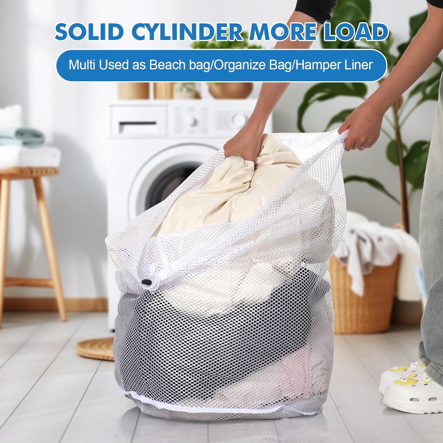 Skiennix Jumbo Mesh Laundry Bags - 3Pcs Set for Delicates, Bed Linen & Toys | Sturdy Drawstring Closure (XXL 28 x 26 Inches)