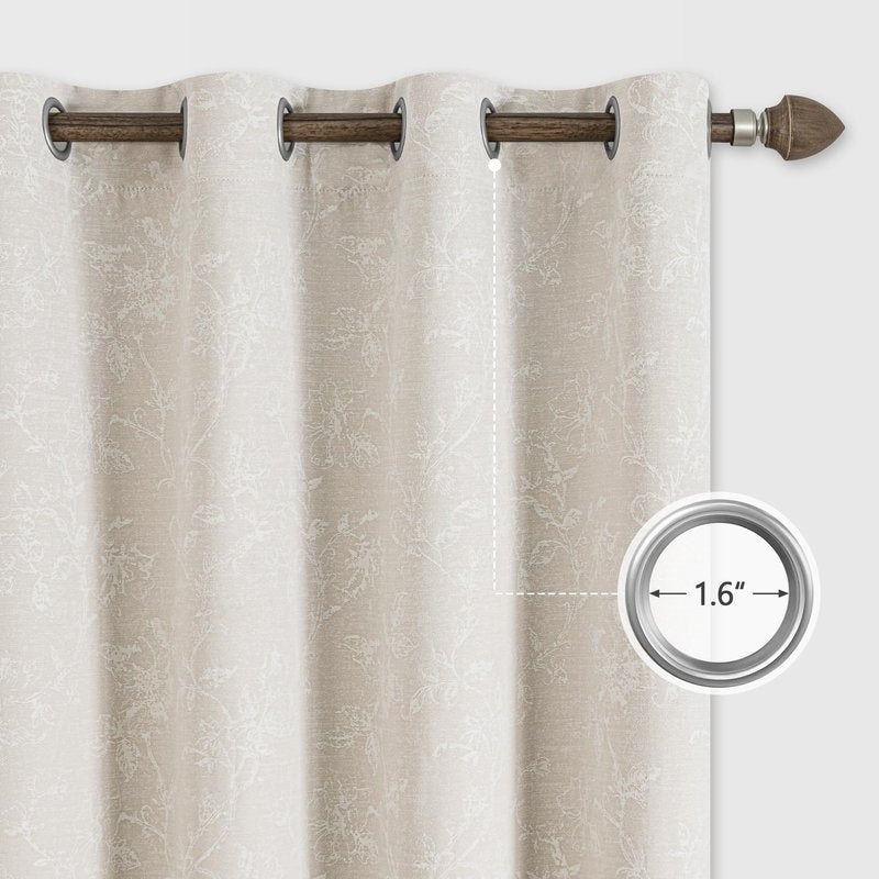 Xwincel Beige Floral Jacquard Blackout Curtains 84 Inches Long for Bedroom, Flower Chenille Rustic Farmhouse Curtains Living Room Darkening Thermal Insulated Drapes, Grommet Window Curtains 2 Panels