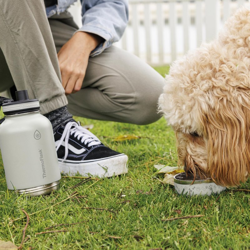 Thermoflask 2-in-1 Dog Share Bottle - Stainless Steel, Insulated Water Bottle - Features Built-In Water Bowl & Double-Wall Insulation - Keeps Water Cool for up to 24 Hours - 32 oz