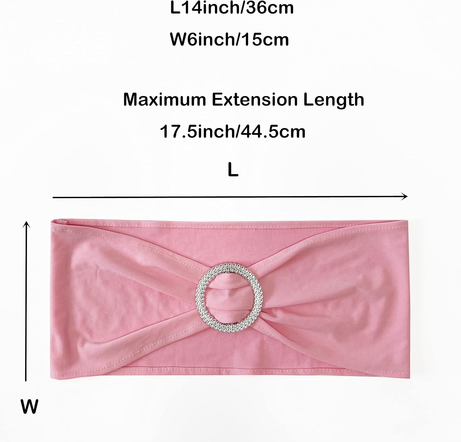 Skiennix Spandex Chair Sashes - 50PCS Stretch Ties with Buckle Slider for Wedding & Party Decor | Pink