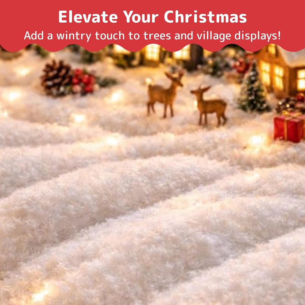 PREXTEX Artificial Snow Roll - Large Fluff for Christmas Displays | 94"x31" Thick White Blanket for Holiday Décor
