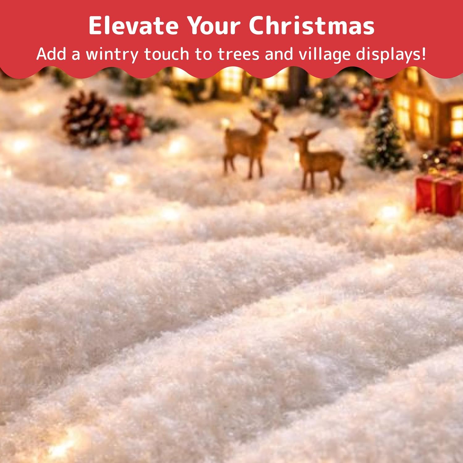 PREXTEX Artificial Snow Roll - Large Fluff for Christmas Displays | 94"x31" Thick White Blanket for Holiday Décor