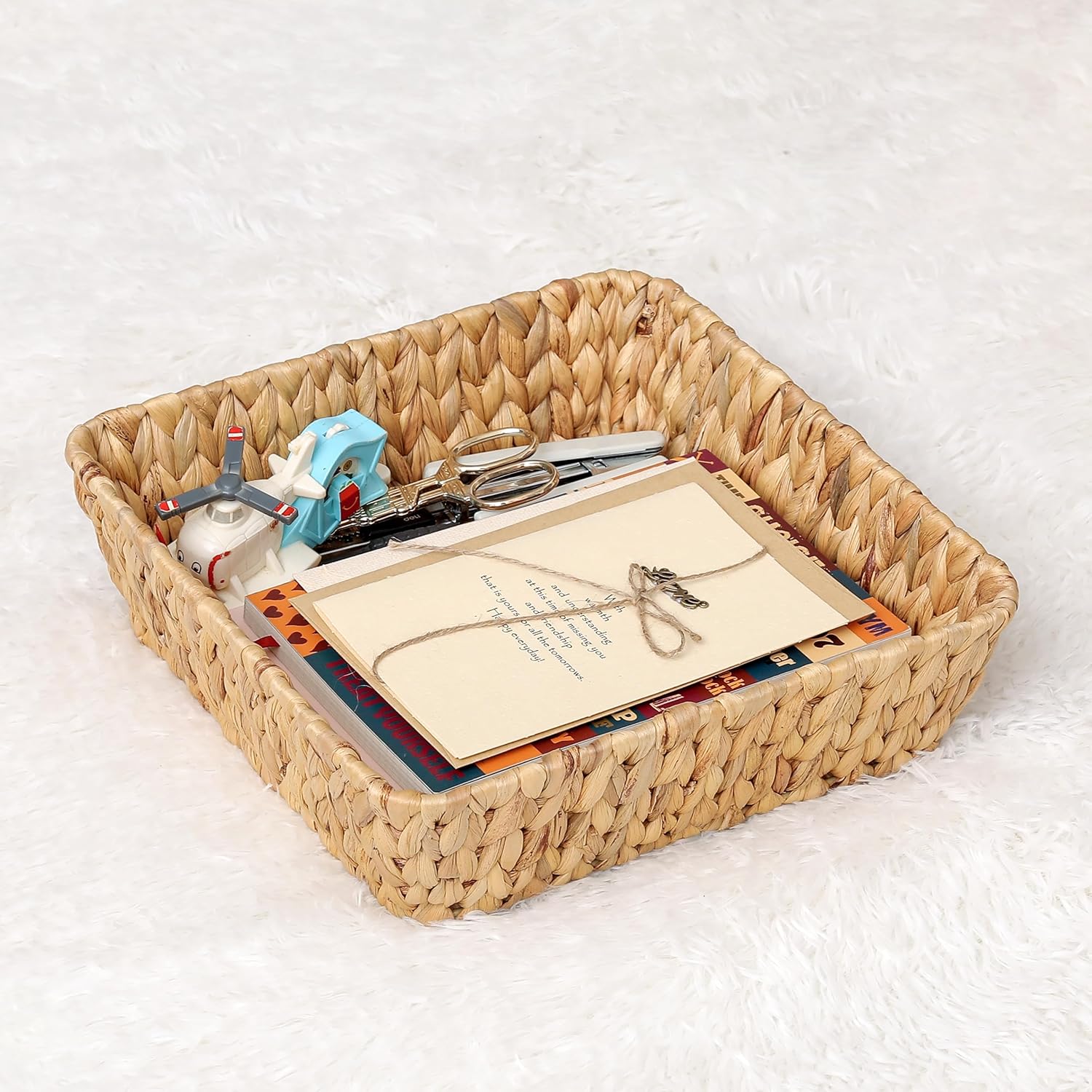 Wicker Basket Tray Set - Small Rattan Baskets for Gifts & Organizing | 2-Pack Decorative Baskets