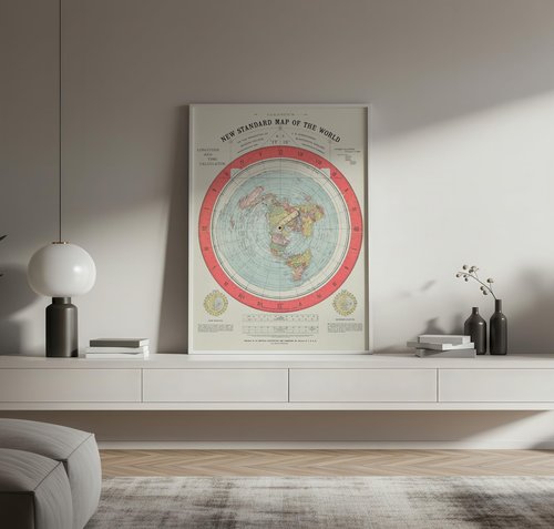 Historical Map, 1892 Gleason's New Standard map of The World : on The Projection of J. S. Christopher, Modern College, Blackheath, England, Vintage Wall Art : 24in x 36in
