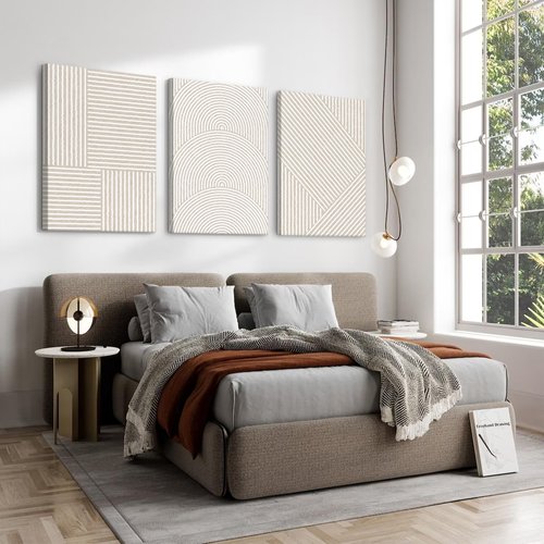 Beige Abstract Wall Art Pictures Boho Modern Canvas Wall Decor Neutral Line Wall Art Minimalist Art Abstract Beige Prints Painting Modern Artwork for Living Room Bedroom 16x24x3 Inch Ready to Hang
