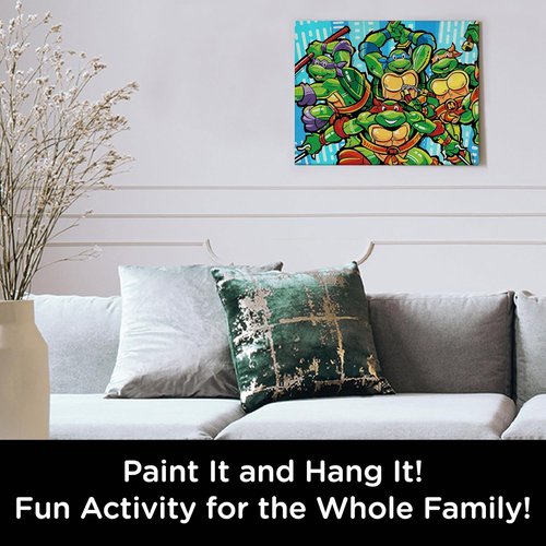 Aquarius TMNT Art by Numbers Painting Kit - 16x20 Stretched Canvas with 24 Paints & Brushes | Officially Licensed Collectible