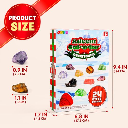 JOYIN Christmas Advent Calendar 2025 - 24 Days of Gemstones for Kids | Fun Countdown & Party Favors