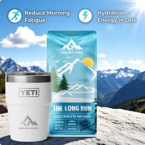 Long Run Coffee – Hydrating Coffee with Electrolytes – All Natural Energy + Hydration + Recovery for Athletes – Stomach Friendly Electrolyte Coffee for Runners (1 lb, Dark Roast)