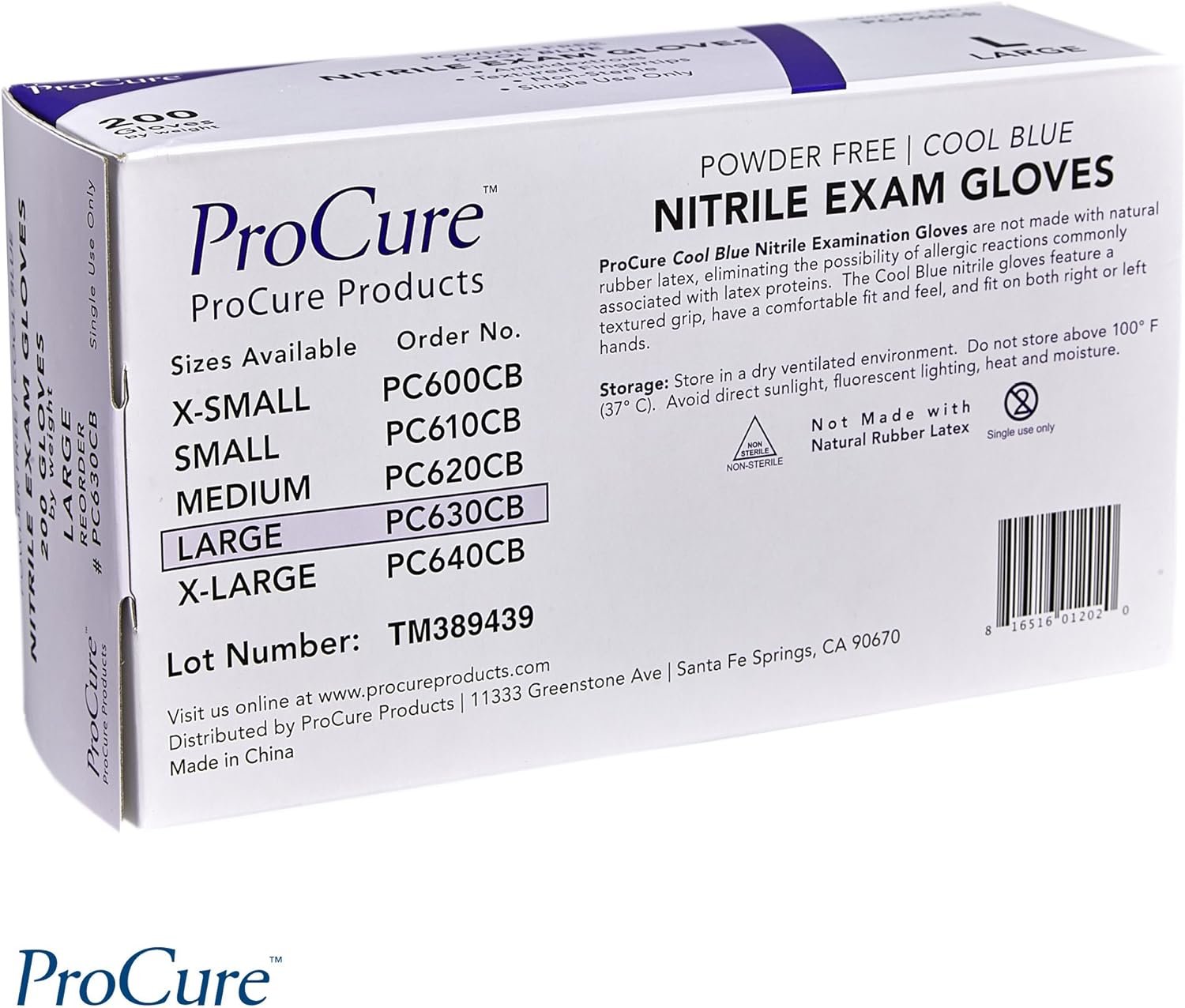 ProCure Disposable Nitrile Gloves - Latex Free & Powder Free | 200 Count Medical Exam Gloves