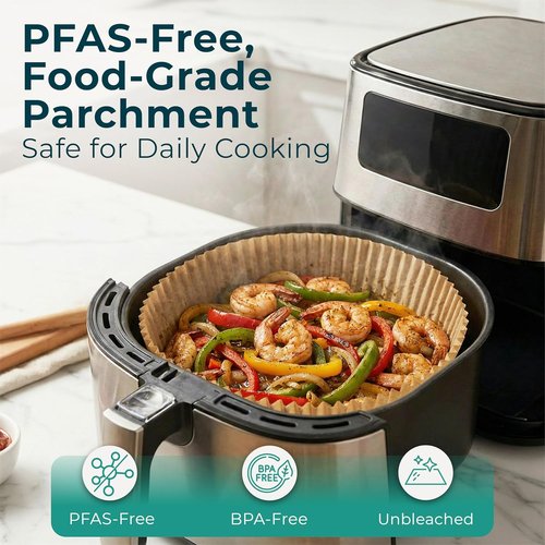 Cathy Yoder Round Air Fryer Liners - 125 PCS Disposable 6.3-Inch Parchment Sheets for Easy Cleanup