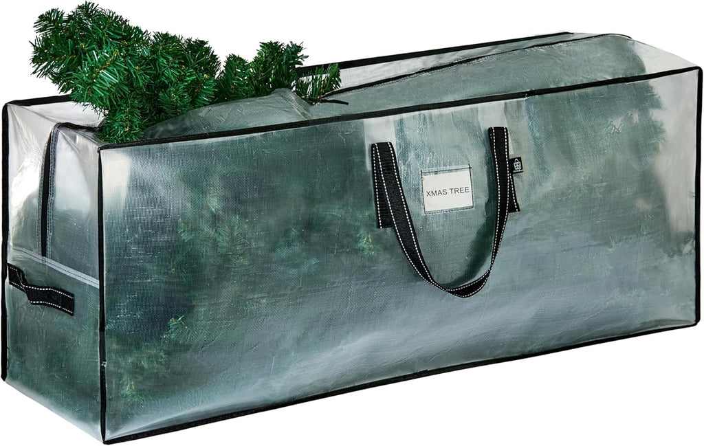 VENO Clear Christmas Tree Storage Bag - Heavy Duty 7.5 Ft Tree Protector with Zipper & Durable Handles