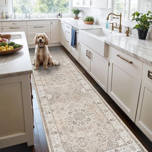 Hallway Washable Runner Rug - Vintage Soft Non-Slip 2x7 Entryway Carpet | Ideal for Kitchen & Living Room