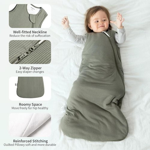 BubblePanda Bamboo Sleep Sack | Breathable 1.0 Tog Newborn Infant Wearable Blanket (0-6 Months)