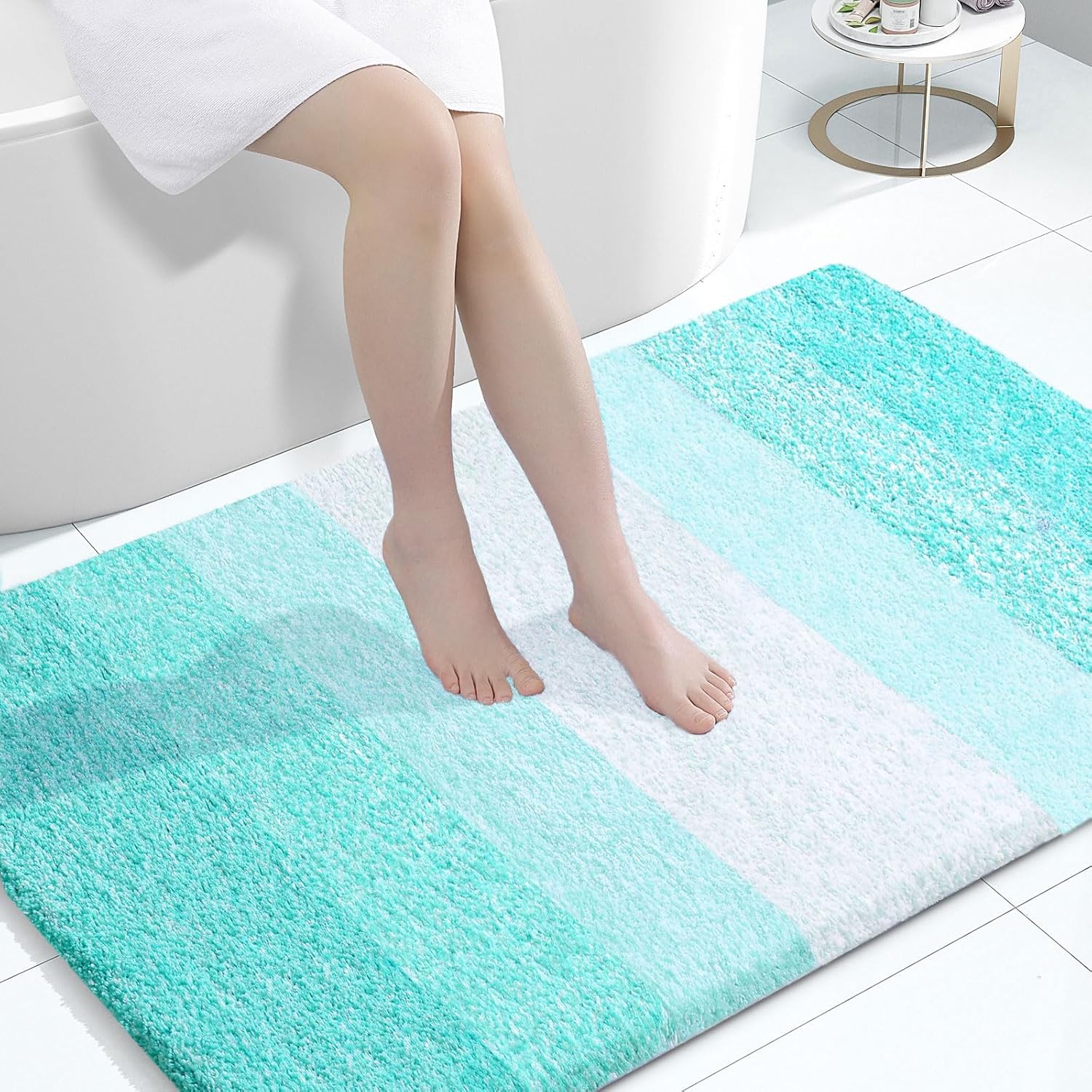 OLANLY Large Bathroom Rugs - Extra Soft Microfiber Mat, Quick Dry & Machine Washable, 44x32, Teal