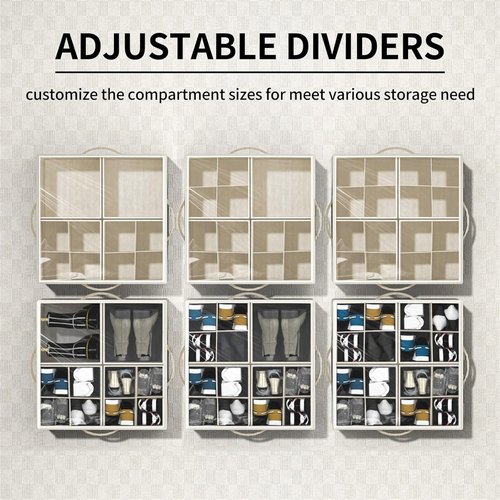 Aokeyee Shoe Organizer - 2 Pack Foldable Storage Box with Adjustable Dividers | Fits 16-32 Pairs