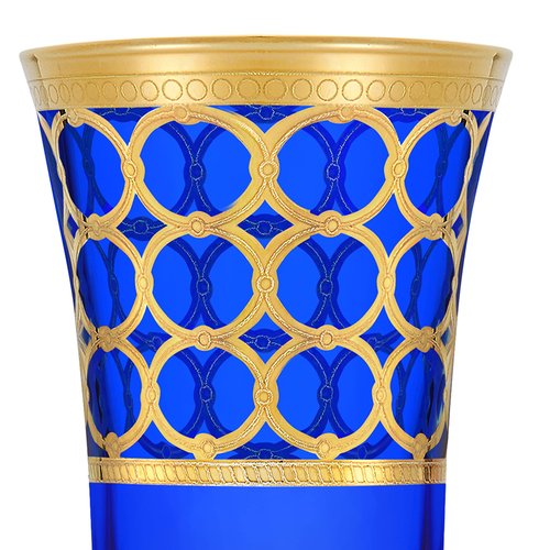 Lorren Home Trends Cobalt Blue Champagne Flutes with Gold Rings, Set of 4