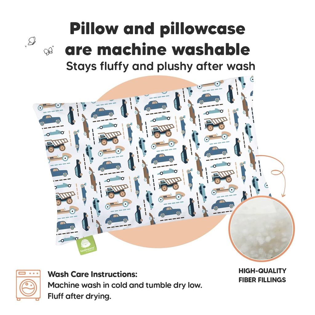 My Little Dreamy Toddler Pillow - Organic Cotton Travel Bed Pillow with Soft Pillowcase | 13x18, Machine Washable, Ideal for Ages 2-5