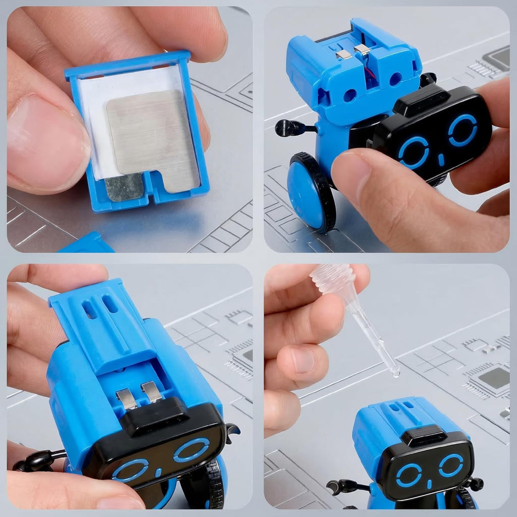 Science Saltwater-Powered Robot Kit - DIY STEM Toy for Creative Experiments | Eco-Friendly Gift for Kids (Blue)