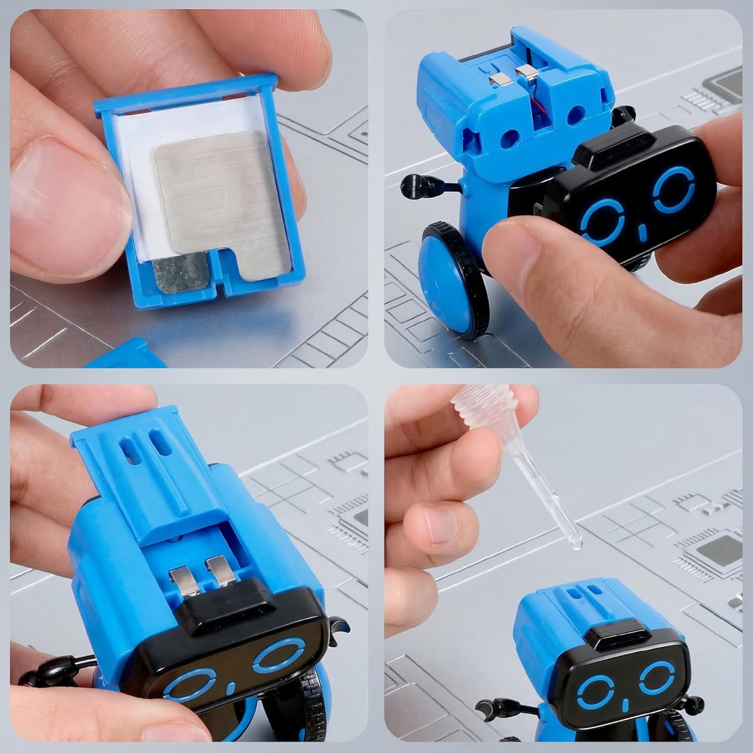 Science Saltwater-Powered Robot Kit - DIY STEM Toy for Creative Experiments | Eco-Friendly Gift for Kids (Blue)