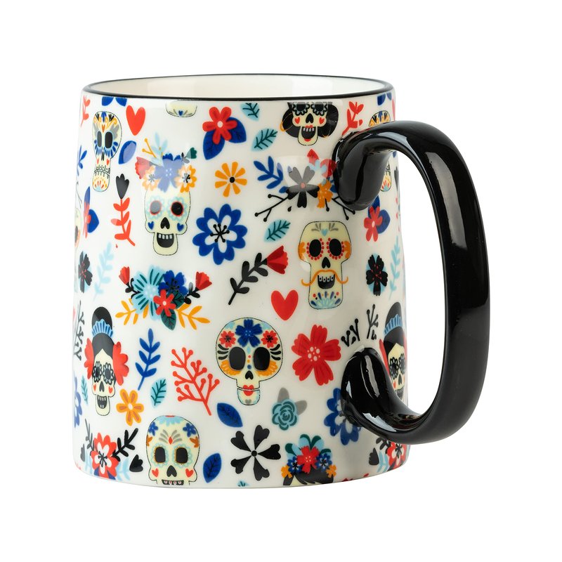 10 Strawberry Street Sugar Skull Day of the Dead Bella Mug, Assorted Set of 4