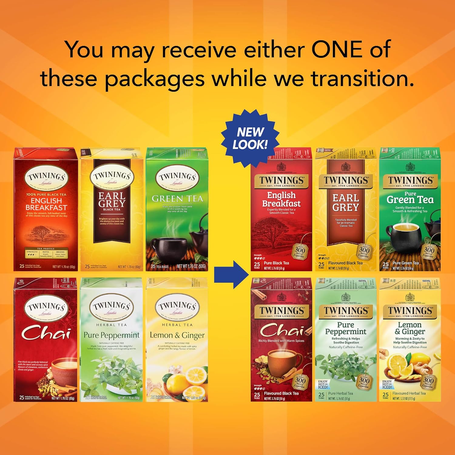 Twinings Variety Pack Tea Bags - 25 Count (Pack of 6) | English Breakfast, Earl Grey & More, Perfect Hot or Iced