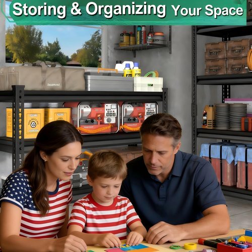 Metal Storage Garage Shelving - Heavy Duty Steel Utility Rack | 3-Tier Adjustable, 1,200 Lbs Capacity, Black 40" W x 16" D x 36" H