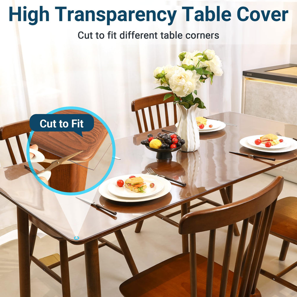NAP2WELL Clear Table Cover Protector Rectangle 36 x 54 Inch, 2.0mm Transparent Plastic Table Protector Waterproof, Anti-Scratch Clear Desk Mat for Office Desktop Dresser Dining Table, FDA Compliant
