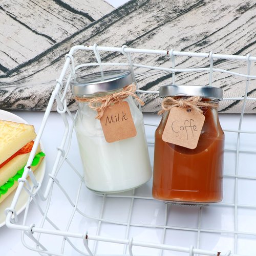 Woaiwo-q 16Pack 6oz Glass Jars,Clear Milk Jars with Silver Lids, Ideal for Jam, Honey, Wedding & Shower Favors