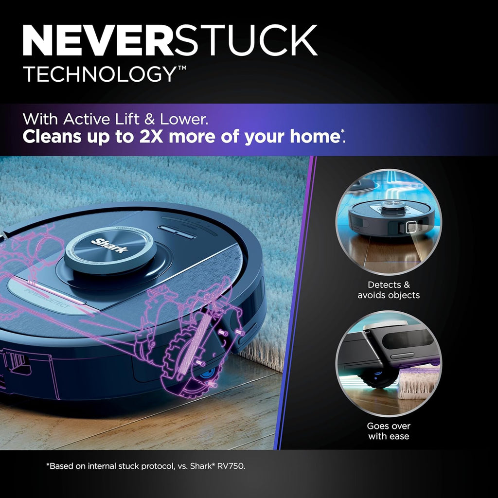 Shark PowerDetect Self-Empty Robot Vacuum - NeverStuck Technology, Auto Deep-Clean Carpets & Hard Floors, XL 60-Day Capacity, Black