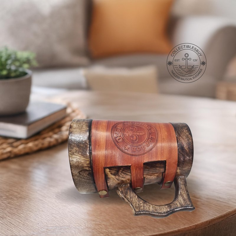 collectiblesBuy Antique Wooden Coffee Mug Hand Carved Rustic Tankard for Beverages Medieval Style Groomsmen Gift, Table Decor & Dining Kitchen Accessory