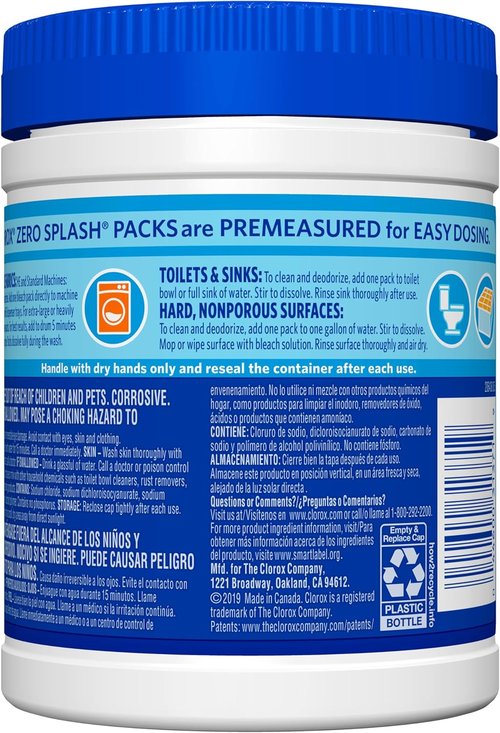 Clorox Zero Splash Bleach Packs - Convenient Laundry Pods for Stain Removal | 4 Count