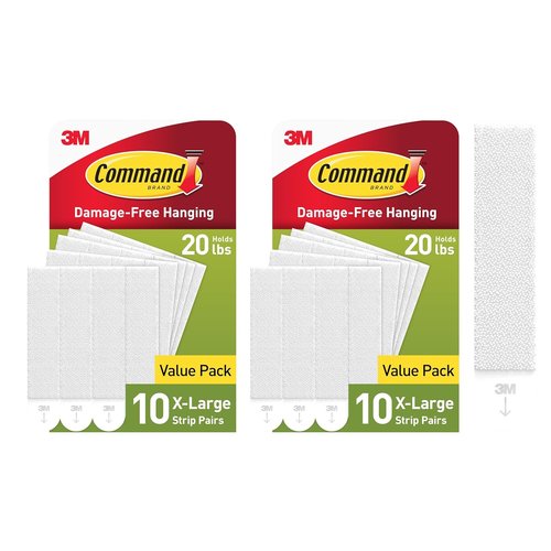 Command 20 lb Heavyweight Picture Hanging Strips - 20 Pairs for Damage-Free Home Decor, White
