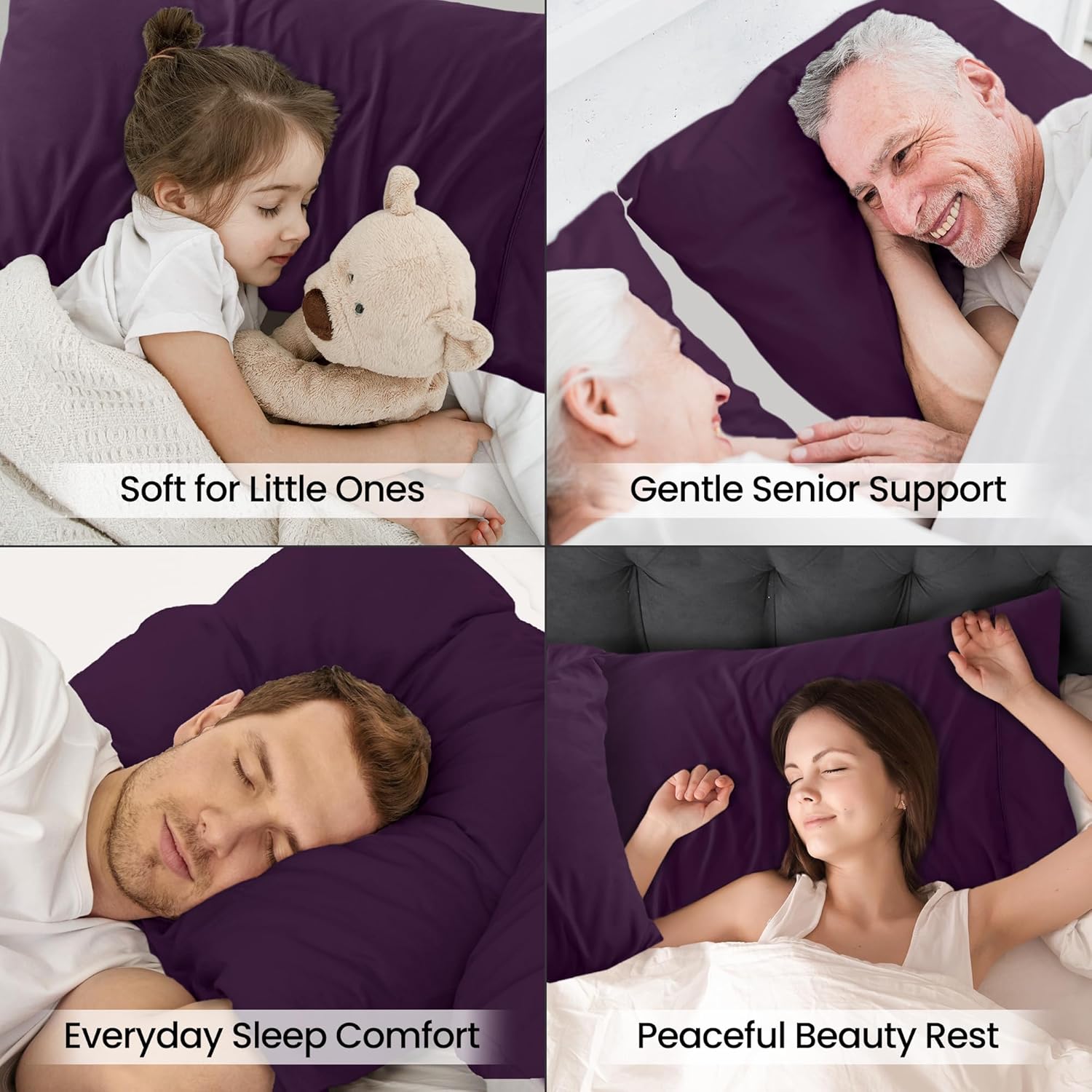 Utopia Bedding Queen Pillow Cases - Soft Brushed Microfiber - 2 Pack, Fade Resistant | 20 x 30 Inches, Purple