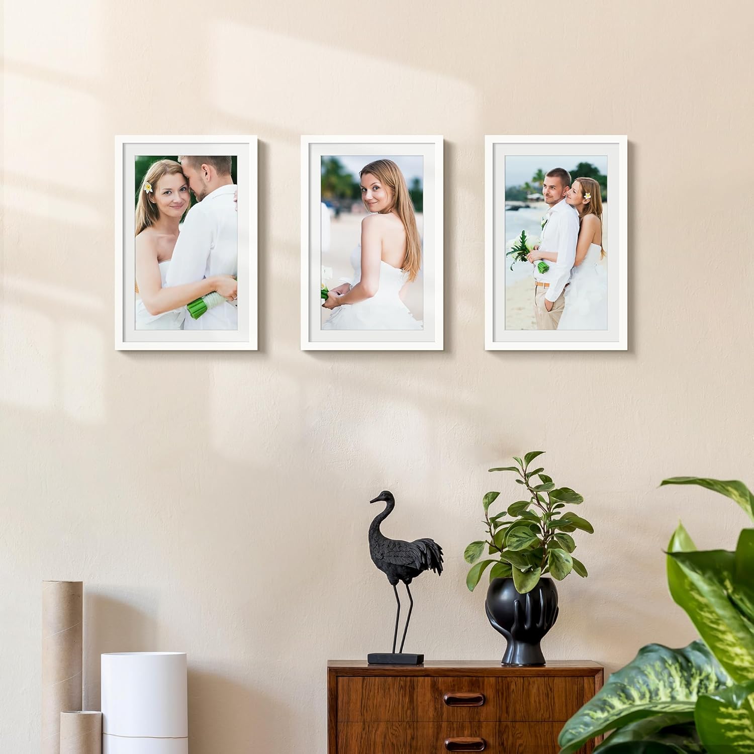 Upsimples 11x17 Picture Frame Set of 5 - Display 9x15 or 11x17 Photos | Elegant White Wall Gallery