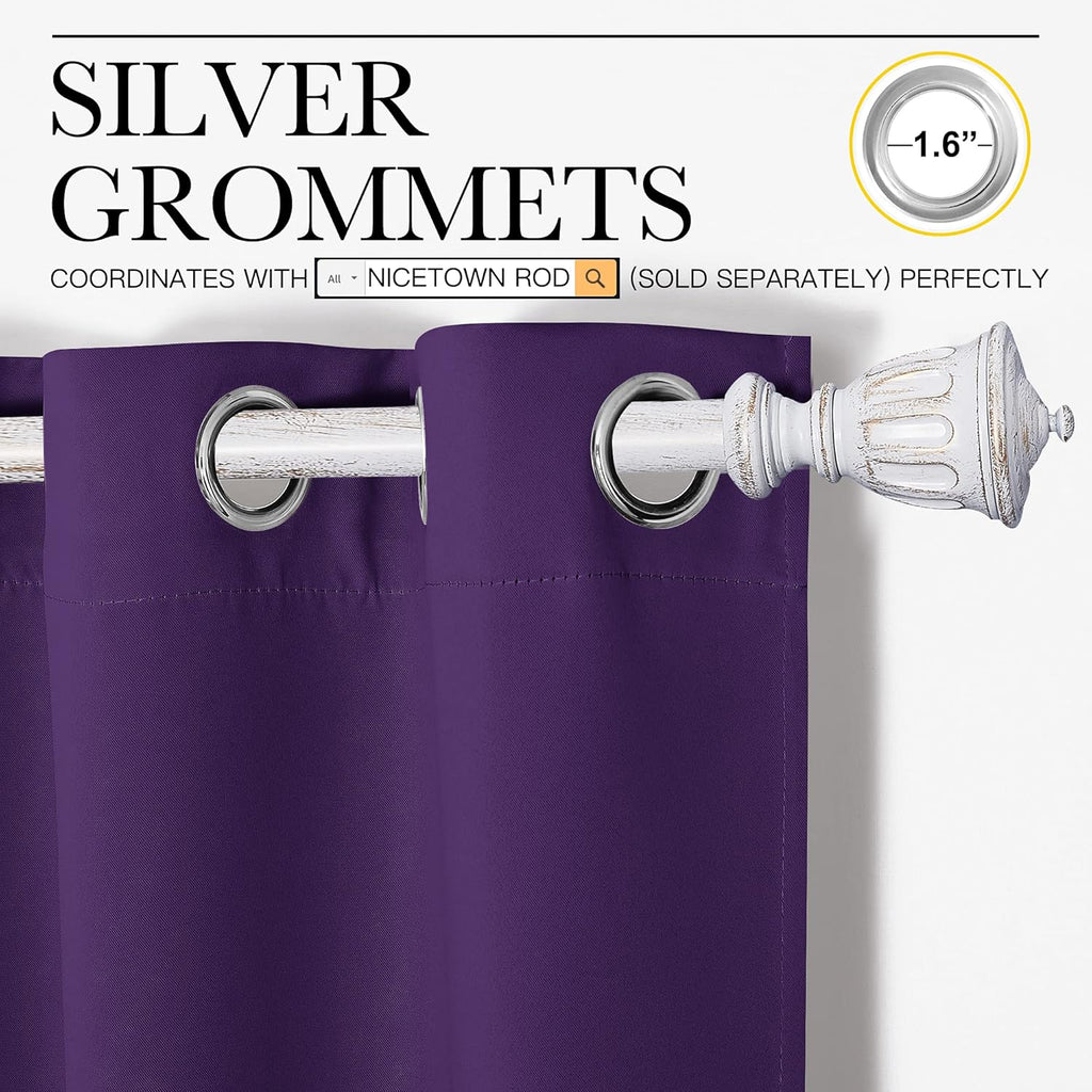 NICETOWN Purple Blackout Curtains - Noise Reducing & Thermal Insulated | 90 Inches Long, 55 Inches Wide, 2 Panels