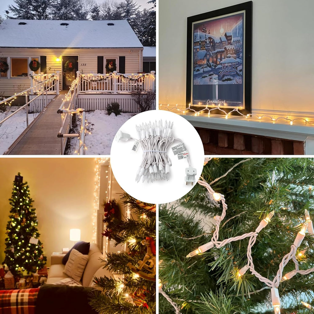 Skiennix Christmas Lights - 50 Count Clear White Mini String Lights | 13ft Warm White Indoor/Outdoor Decor