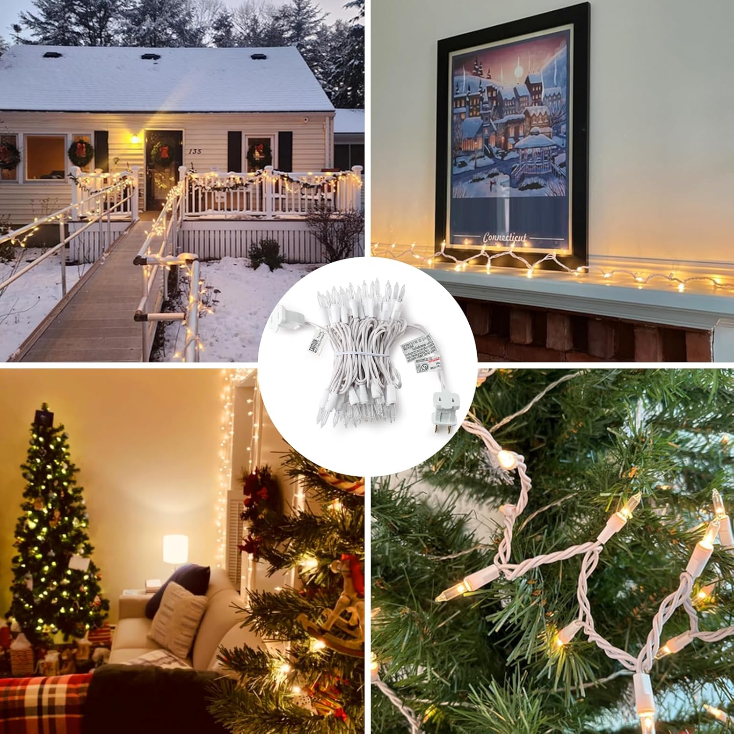 Skiennix Christmas Lights - 50 Count Clear White Mini String Lights | 13ft Warm White Indoor/Outdoor Decor
