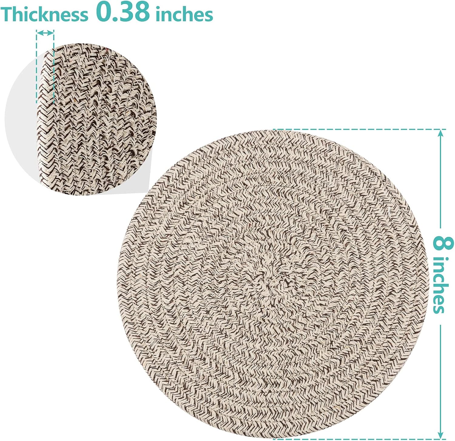 Trivets | Heat Resistant Hot Pads - 8-Inch Pot Holders Set of 5 for Kitchen Counter Protection - Brown