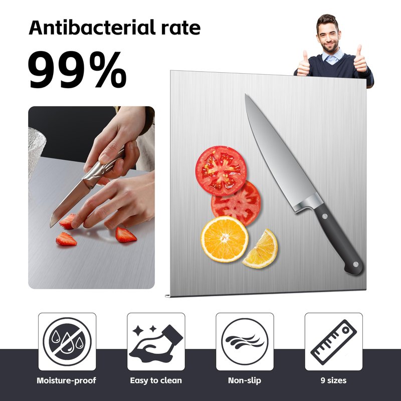Stainless Steel Cutting Board, Kneading Board Baking Board, Countertop Chopping Boards for Meat, Fruits, Vegetables, and Bread, Easy To Clean (19.7”X27.6“)