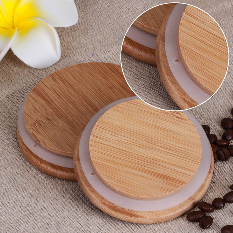 IDEALUX Glass Storage Jars Set of 2(25oz/750ml) with Airtight Seal Wooden Lid Stackable Kitchen Canisters for Candy, Coffee Bean Cookie, Rice, Sugar, Flour, Pasta, Nuts, Coffee