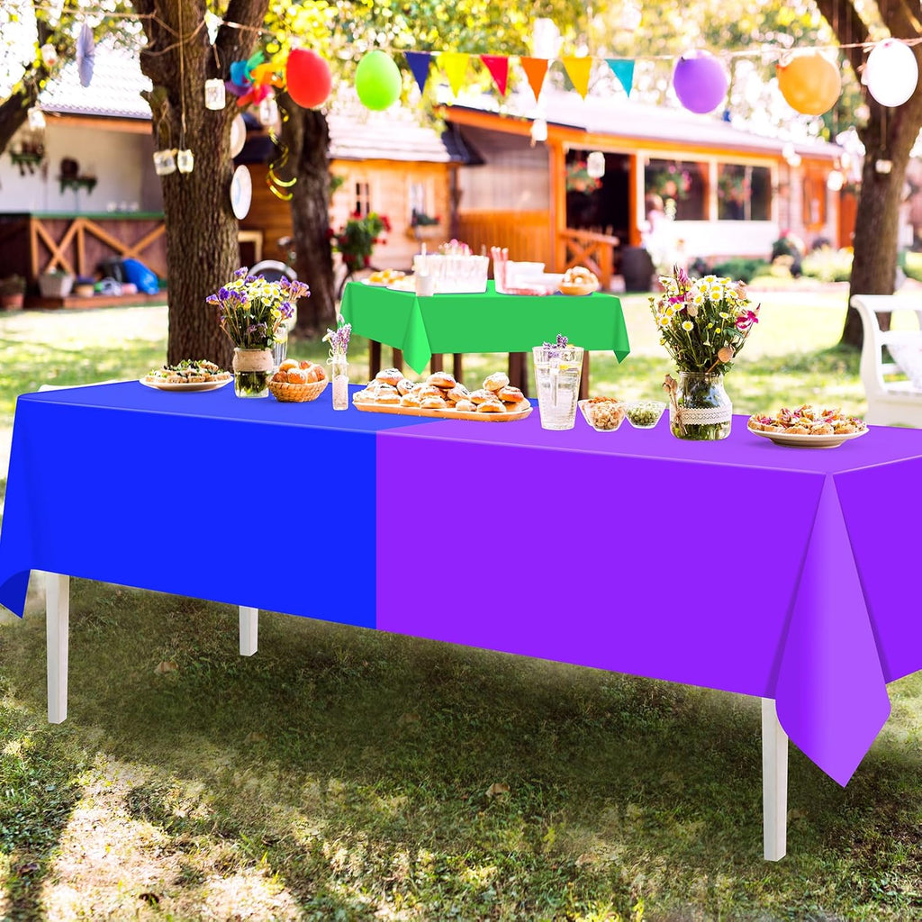 Rainbow Tablecloths by [Brand Name] - 12 Pack Disposable Plastic Covers for Parties | 54 x 108 Inch