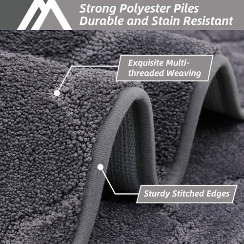 COSY HOMEER Soft Kitchen Rugs [2 PCS] for in Front of Sink Super Absorbent Kitchen Floor Mats and Mats 24x35 Inch/24X60 Non-Skid Kitchen Mat Standing Mat Washable,Polyester,Dark Grey