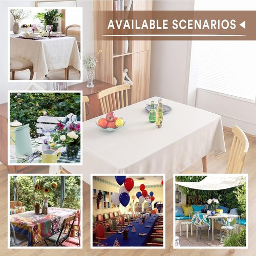 MikiUp Faux Linen Tablecloth - Slubby Textured Weaves Table Cloth for Rectangle Tables, Wrinkle Free Washable Fabric Table Cover for Dining, Farmhouse Outside, Natural 60 x 120 Inch