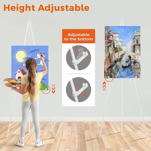 ARTASY 63" Portable Easel Stand - Perfect for Wedding Signs & Posters | Supports 5 lbs - White 1/Pack