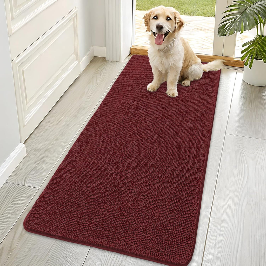 OLANLY Dog Door Mat - Absorbent Non-Slip Mud Mat for Indoor Use | Quick Dry Chenille 70x35, Caramel Russet